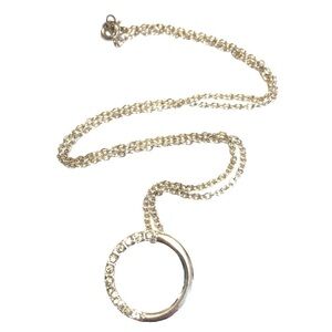 Vintage Y2K RMN Silver Tone Circular Rhinestone Pendant Prom